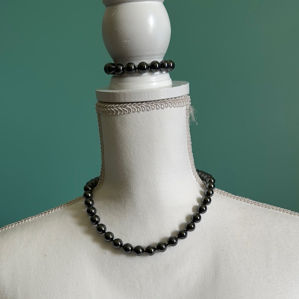 Timeless Black Beaded Necklace and Bracelet